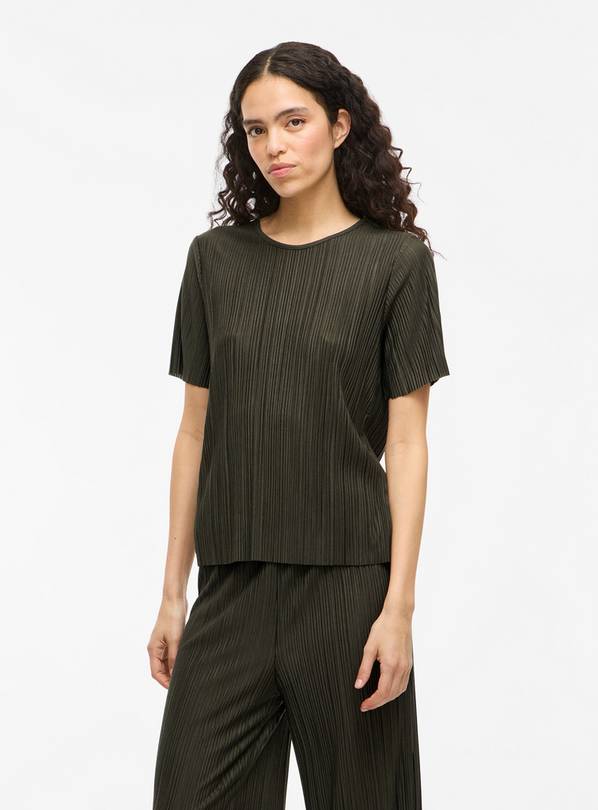 VILA Plisa O-Neck Short Sleeved Top M